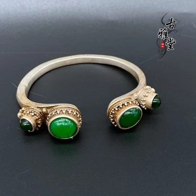 

Изысканный винтажный браслет из нефрита и искусственной имитации династии Цин