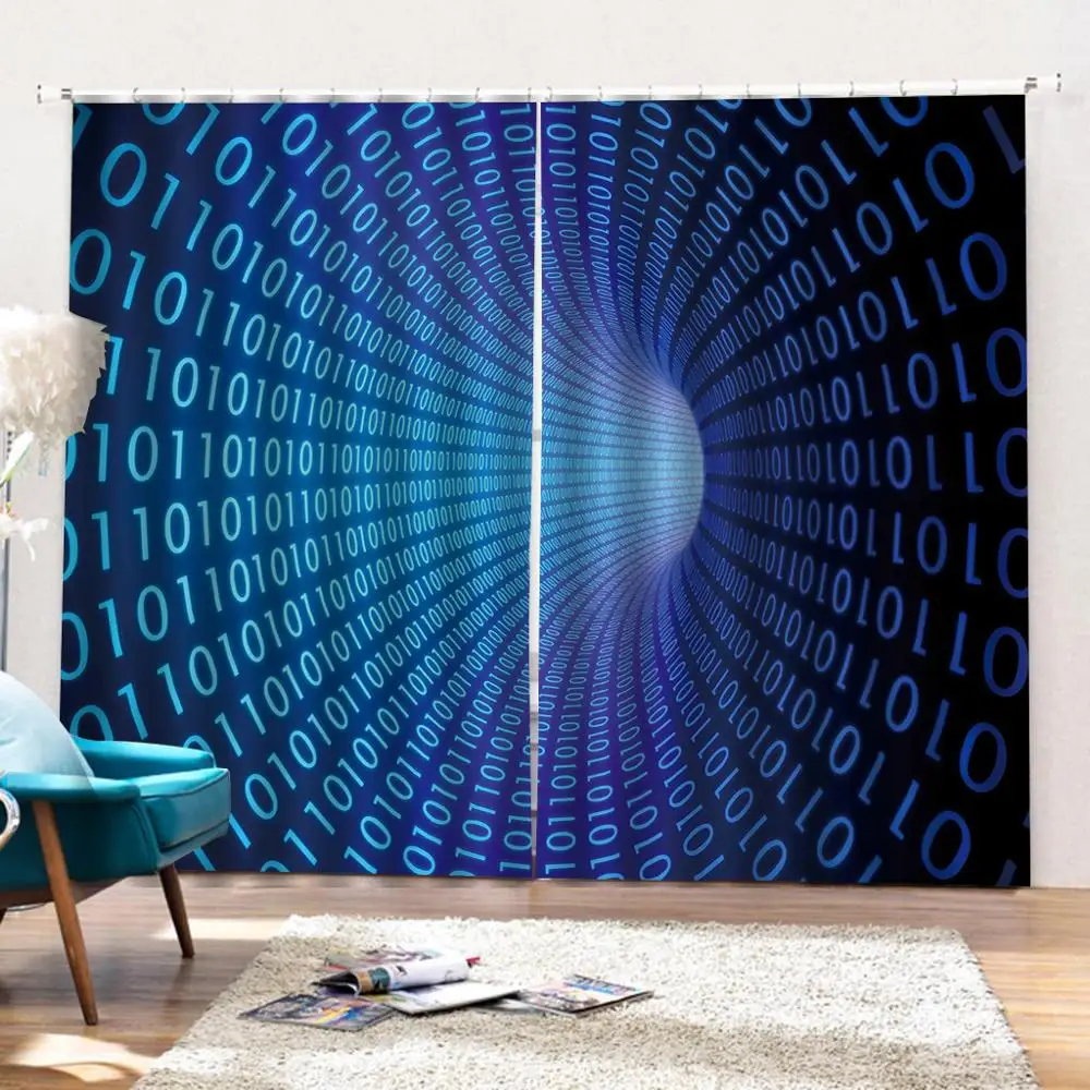 Фото на заказ синяя цифровая туннельная занавеска печать для гостиной спальни