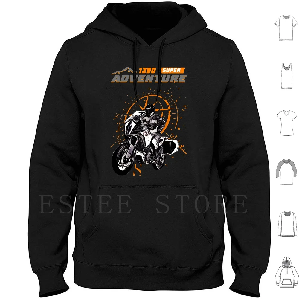 

1290 Super Adventure Hoodies Long Sleeve Motorcycles Big Trail Moto Motorbike Adventure Bikers Motoarte Motorsport Tie