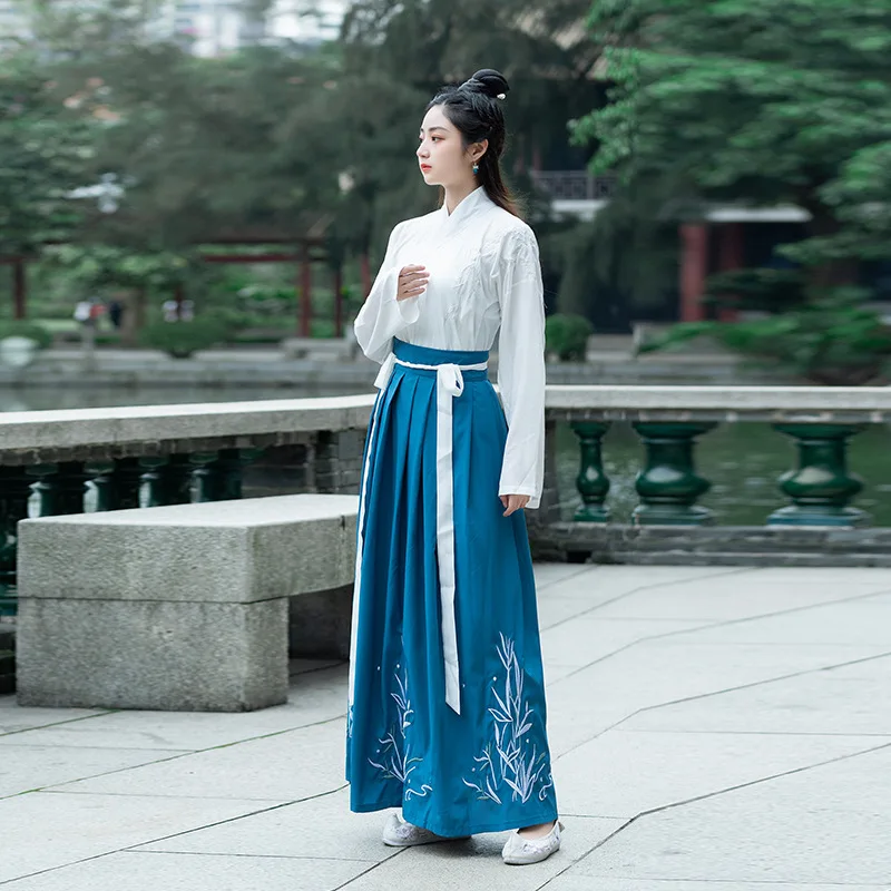Белый династий Тан китайский костюм одежда традиционный винтажный Hanfu хлопок Han