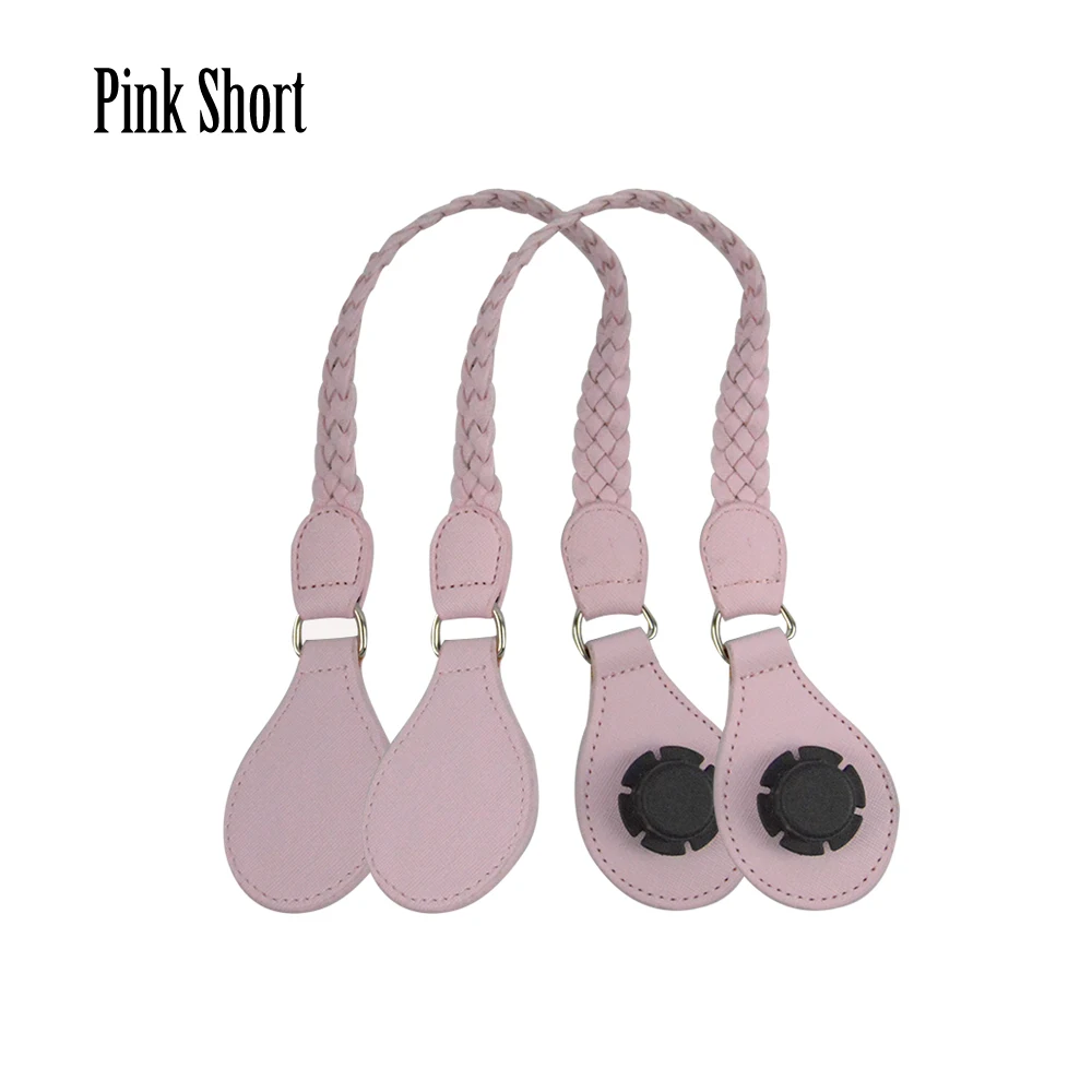 pink short TANQU 1 пара длинных коротких кожаных плетеных ручек из искусственной кожи, Классическая мини-сумка O для Obag, женская сумка на плечо - Цвет: pink short