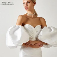 white satin sleeves lantern fashion wedding detachable voluminous sleeves chic dg063