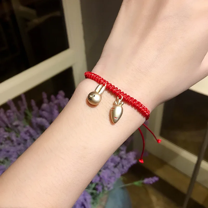 

Fashion Red String Bracelet Couple Hand-woven Rope Student Girlfriend Transport Bunny Bracelet Gift Jewelry Hot Sale