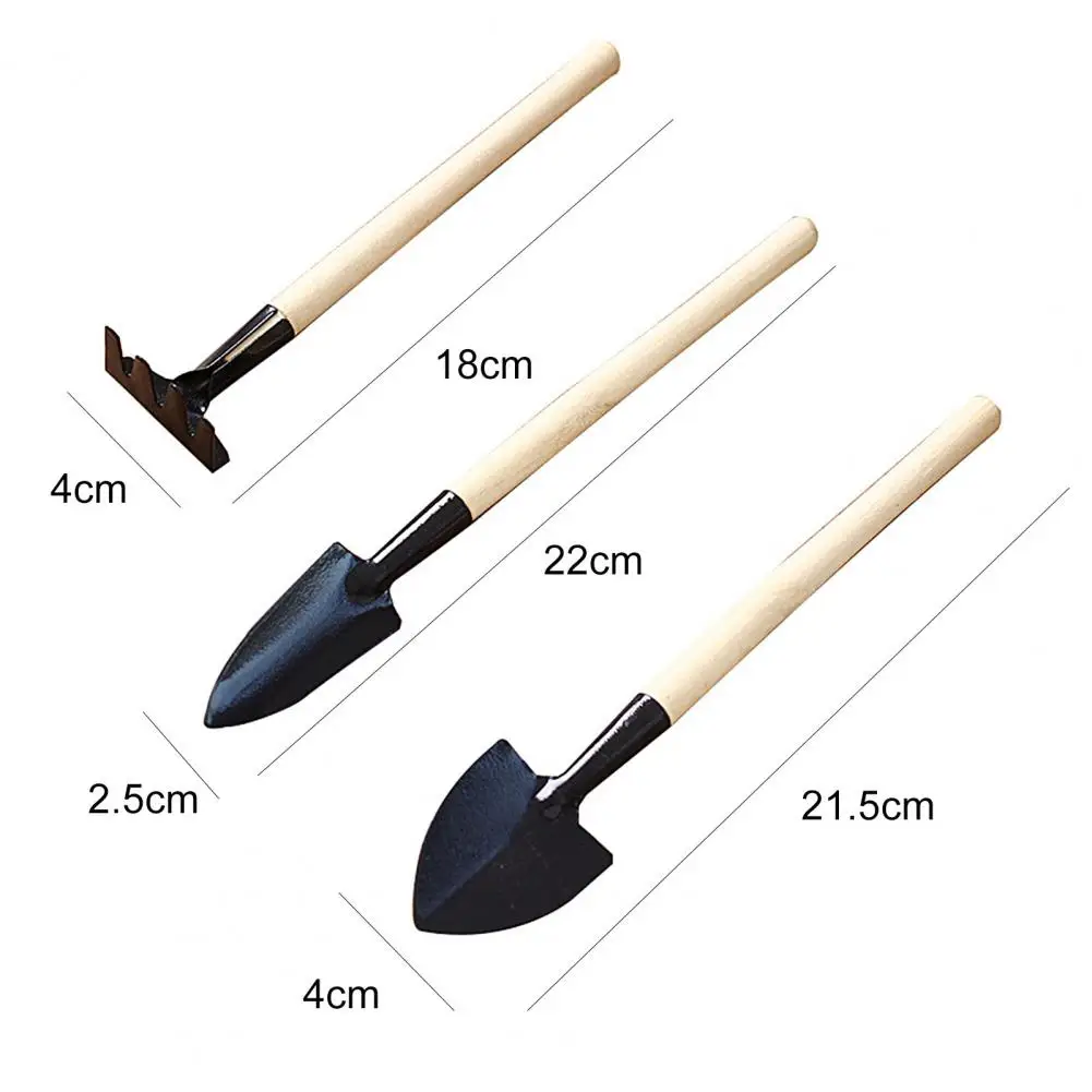 

3Pc/Set Mini Spade Shovel Harrow Wooden Handle Loosening Soil Tools for Pot Plants For Fruits Vegetables Flowers Garden Supplies
