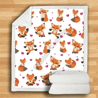 love cute fox blanket 3d printed sherpa blanket on bed home textiles 05