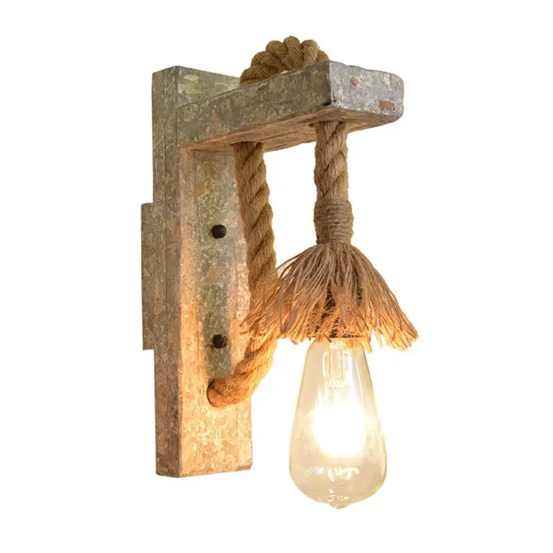 Деревянная пеньковая веревка настенная лампа деревянная прикроватная для