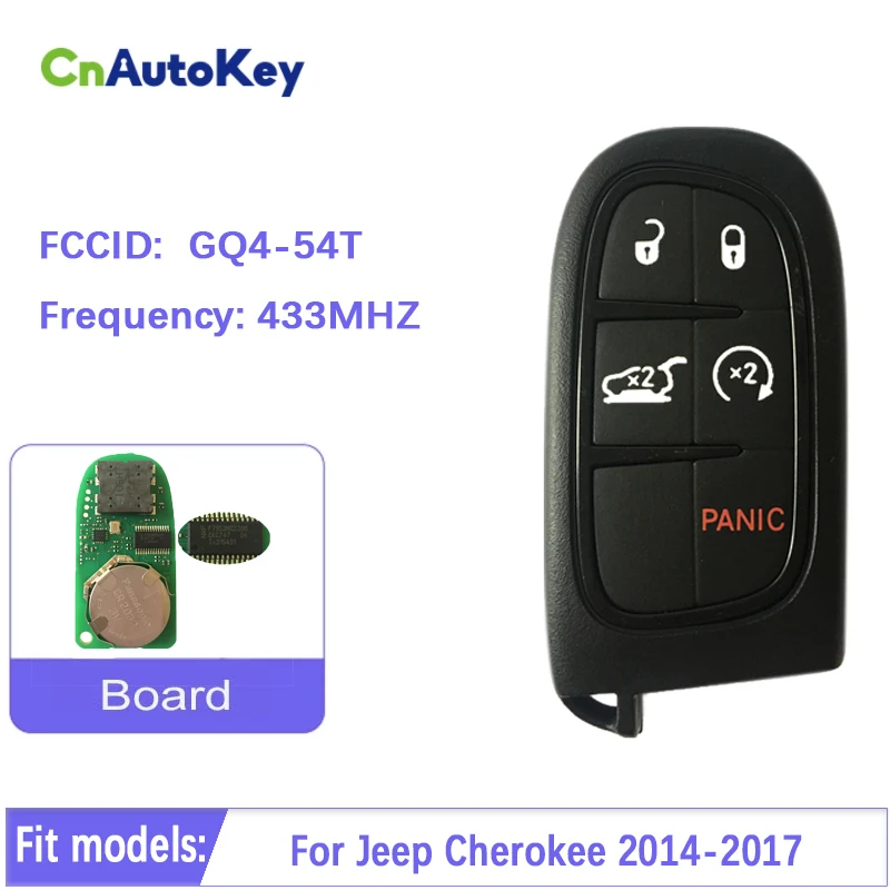 

CN086004 Original 4+1 Button Smart Remote Auto Car Key Fob For Jeep Cherokee 2014-2017 433MHZ HITAG 128-bit AES GQ4-54T