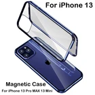 Магнитный чехол с полным покрытием 360 градусов для iPhone 13 12 Pro MAX 12 Mini Coque 11 Pro, чехол для телефона XS XR 7 8 Plus, металлический бампер, чехол из закаленного стекла