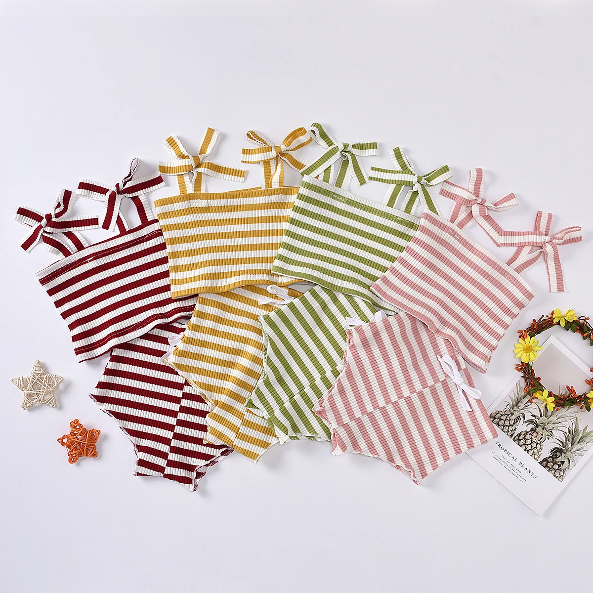 

Baby stripe Clothes Set Kids Summer Sleeveless Vest Tops + Short Pants Outfits Children Suit Baby fashion suit