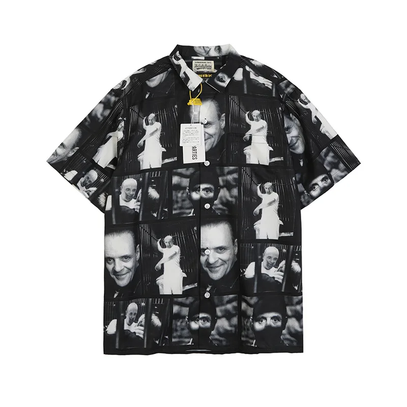 

New 2021 Men luxurious WACKO MARIA Anthony Hopkins Fashion cotton Casual Shirts Shirt high Pocket Short-sleeves S 2XL #A30
