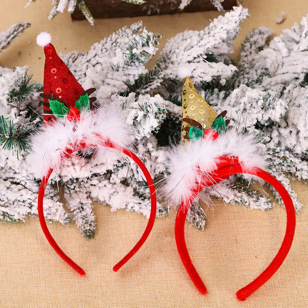 fashion Christmas hat headband head buckle children's gift small sequins triangle day decorations |