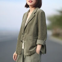 2021 new fashion blazers y2k embroidered blazer office lady women japanese style jackets corduroy suit vintage preppy style