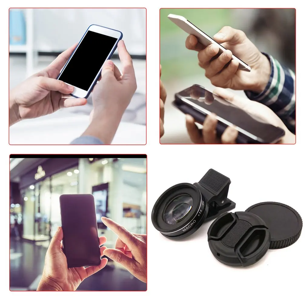 

37MM 15X Macro Lens 4K HD Professional Photography Phone Camera Lens for Eyelashes Diamond Jewelry Macro Lens for Smartphone