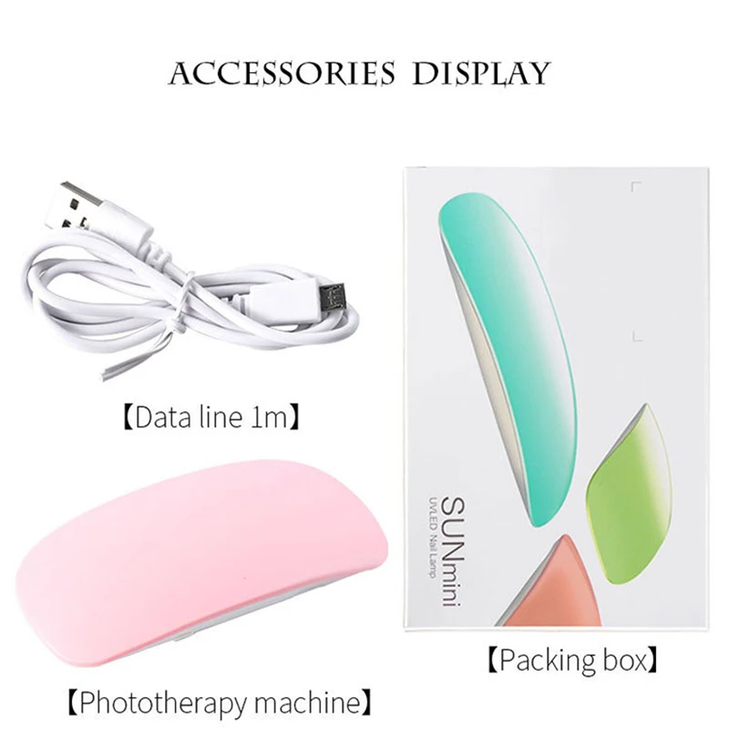 

Mini Nail Dryer Machine Portable LED UV Gel Varnish Dryer 6 LEDS Lamp USB Cable Home Use Nail Art Tools 2 Color