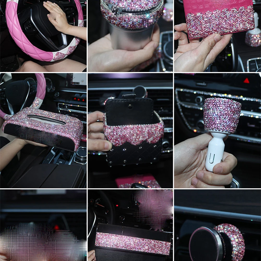 Украшения для автомобиля Bling Стразы коробка салфеток пепельница хранения