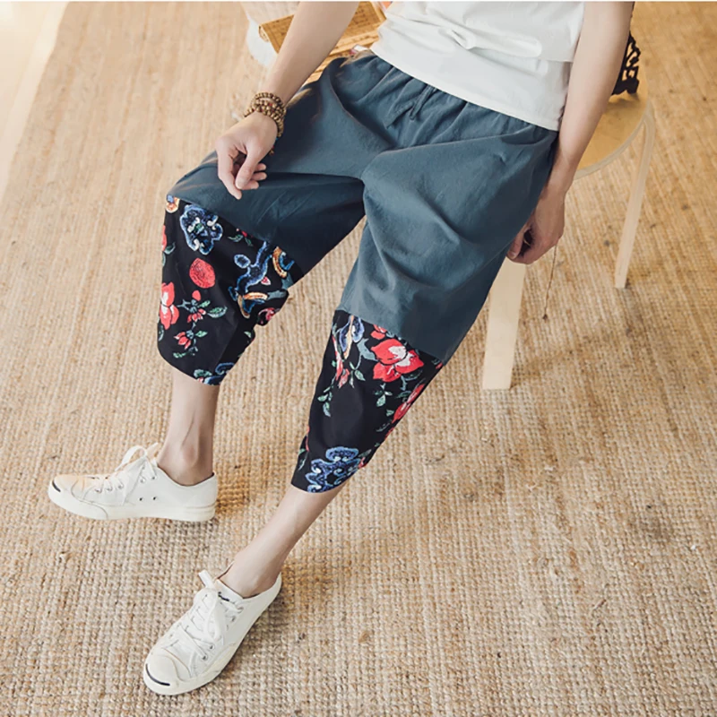 

Mens Pants Casual Chinese Retrp 2020 Autumn And Summer Men's Loose Cotton And Linen Carrot Large Size Linen 7 Points Trousers