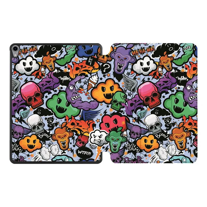 IP11 Чехол MTT для iPad Pro 12,9 дюйма 3rd Gen из искусственной кожи, чехол-подставка с мультяшным граффити, Магнитный смарт-чехол с беспроводной зарядкой - Цвет: IP11