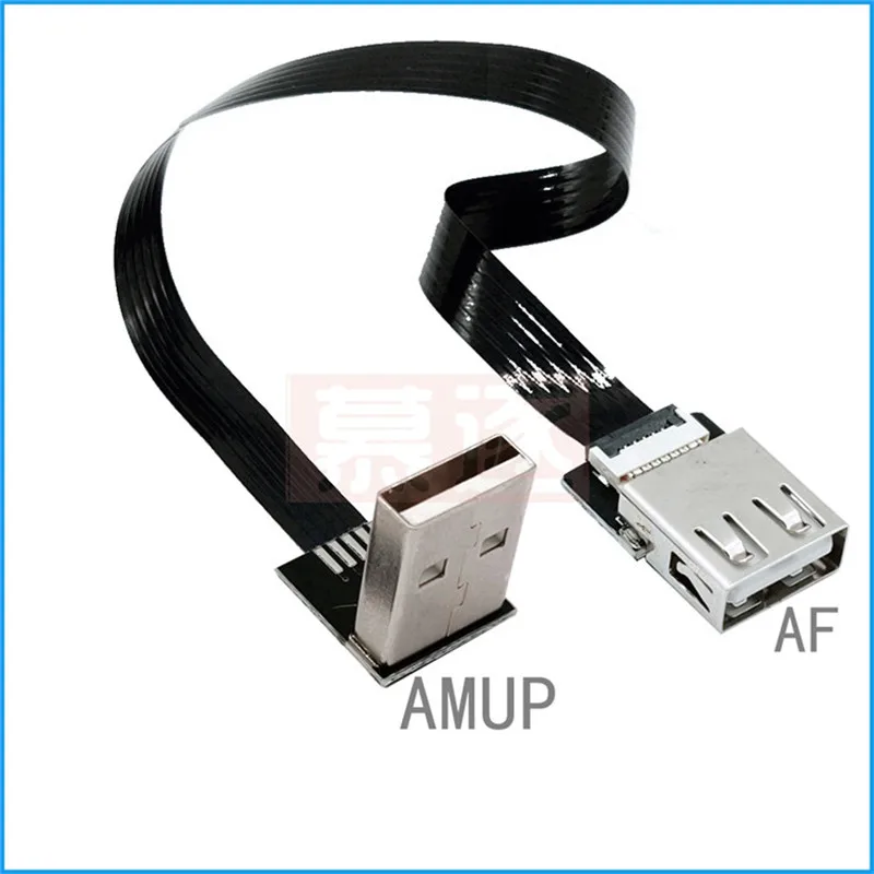 Гибкий плоский USB-кабель FPC Flexible Flat USB 2.0 Up & Down Left Right 90 Degree Angle Male to Female Extender Cable For Monitor Mouse 0.05m-1m.