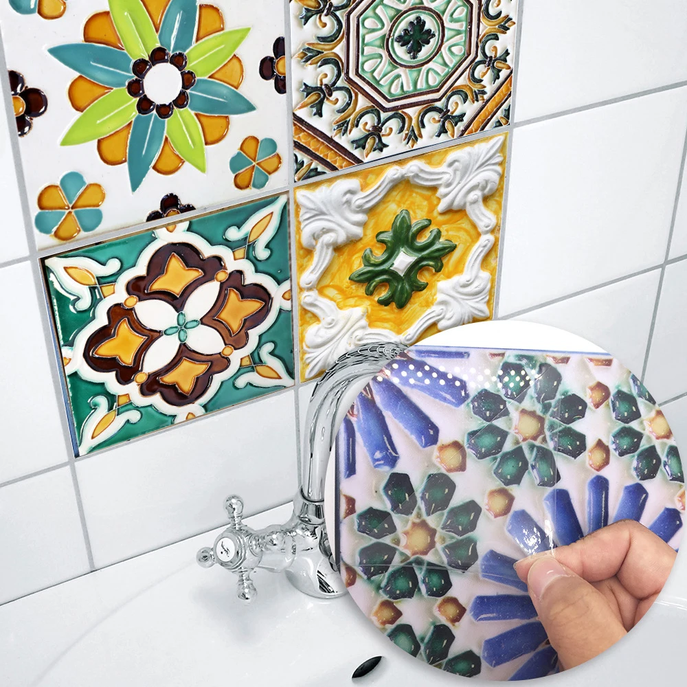 

20pcs Tile Stickers Waterproof Creative Porto Style Traditional Tile Stickers