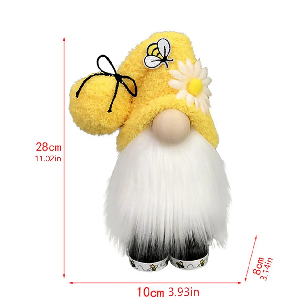 

Bee Day Gnome Sunflower Faceless Doll Plush Elf Dwarf Doll Ornament Decoration for Home Bedroom Desktop Spring Yellow black