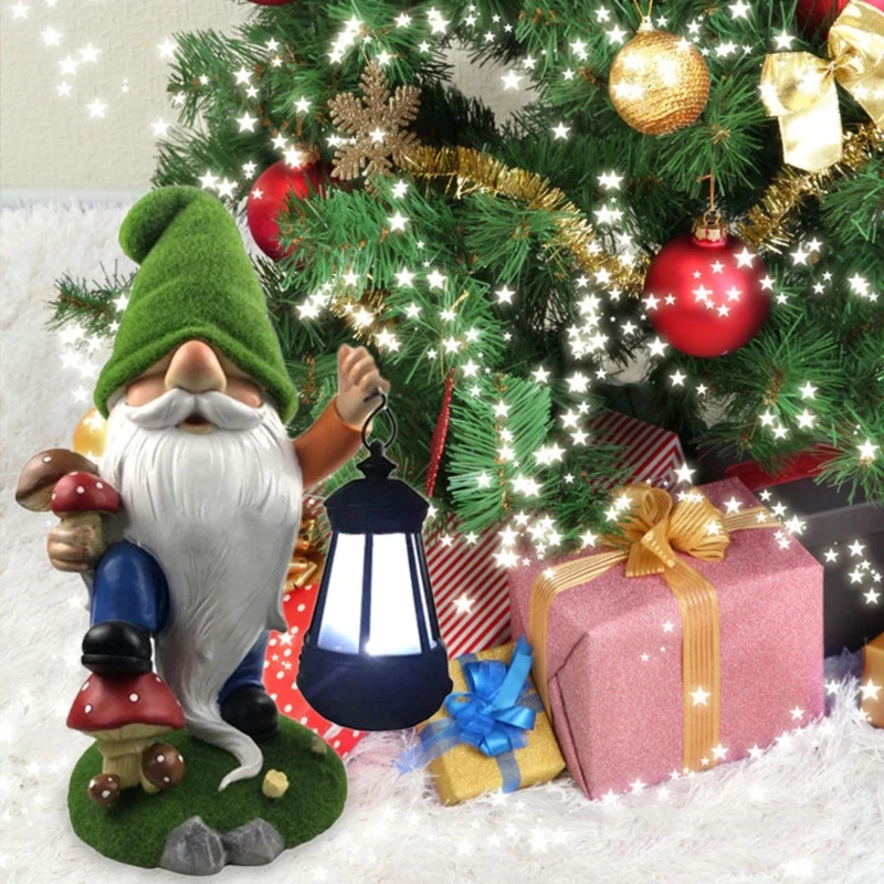 

Garden Gnome Statues Resin Gnome Figurine with Solar LED Lights Outdoor Decorations for Patio Yards Lawn Porch Ornaments