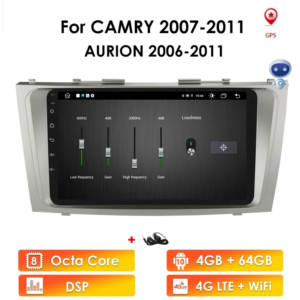 

Автомобильный стерео-радиоприемник, 9 дюймов, 2din, Android 10, сенсорный экран, Wi-Fi, FM, для Toyota Camry 2007-2011, мультимедийная навигация, GPS, аудио, видео, 4G