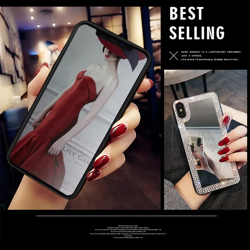 Роскошный Алмазный зеркальный телефонный чехол со стразами для iPhone 11 Pro Max X XR XS 12