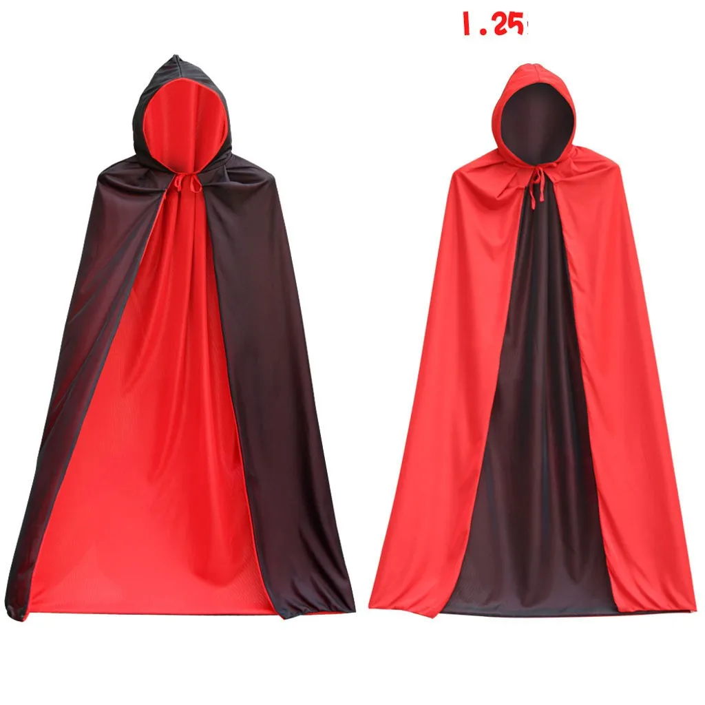 

Halloween Fashion Cape Coat Costume Cosplay Solid Color Double Face Pirate Cape Death Cloak