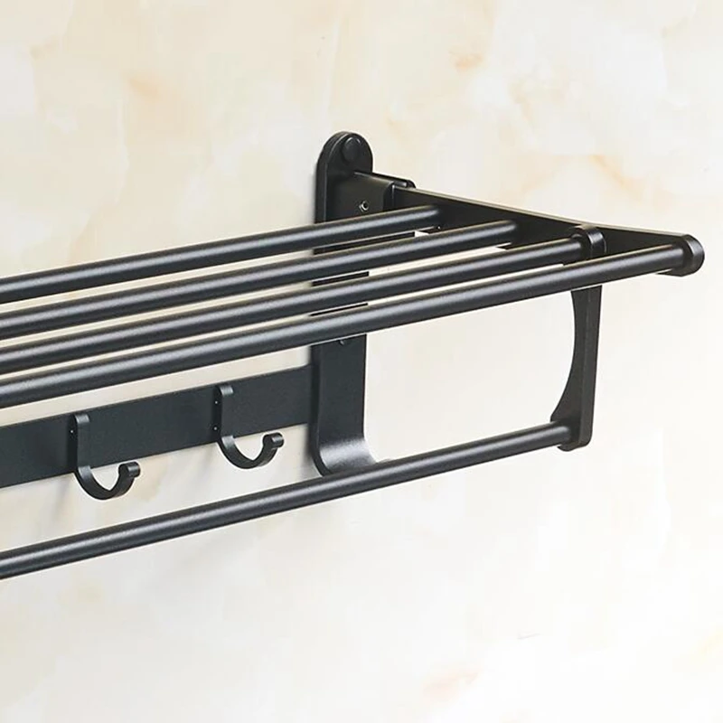 Черный набор аксессуаров для ванной принадлежностей Полка полотенец держатель