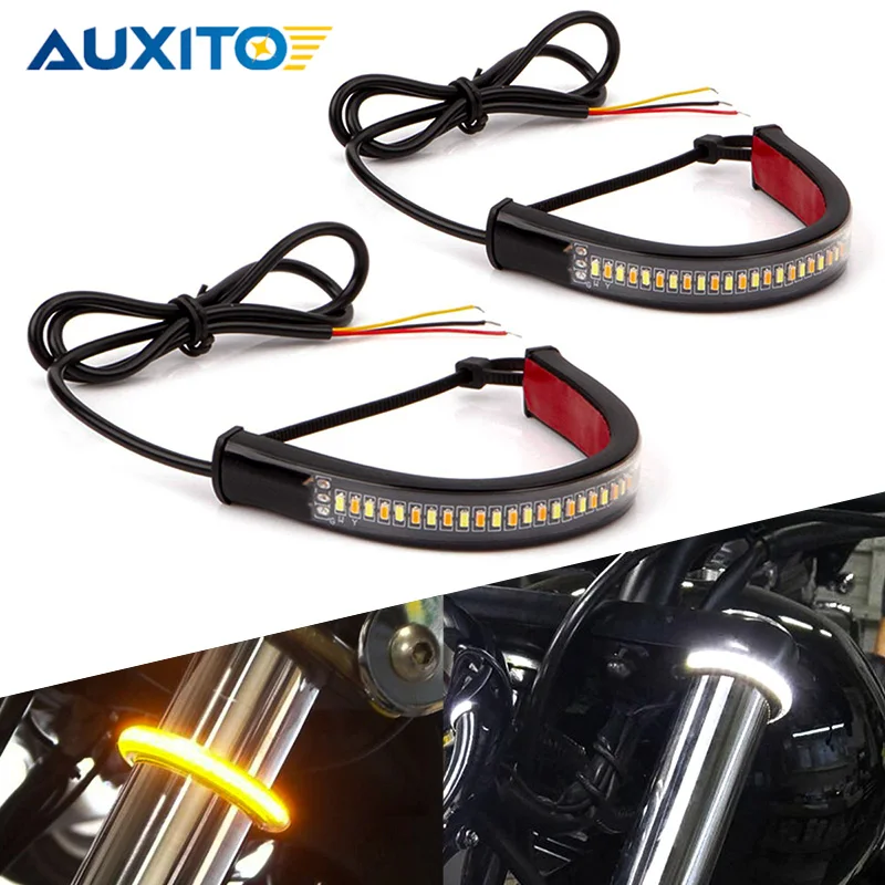 2 шт. светодиодный сигнальный светильник для мотоцикла с индикаторной полосой DRL