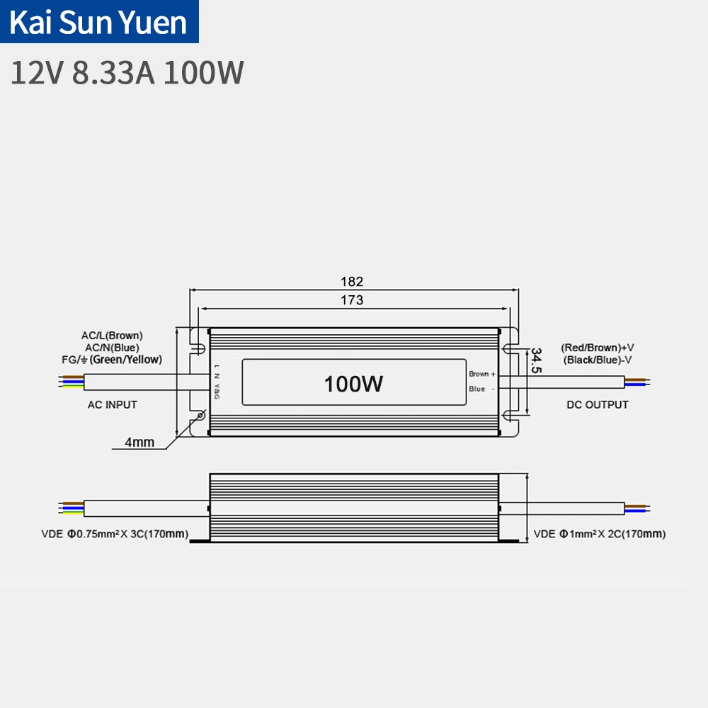 Светодиодный водонепроницаемый импульсный источник питания AC220V к DC12V8.3A100WC