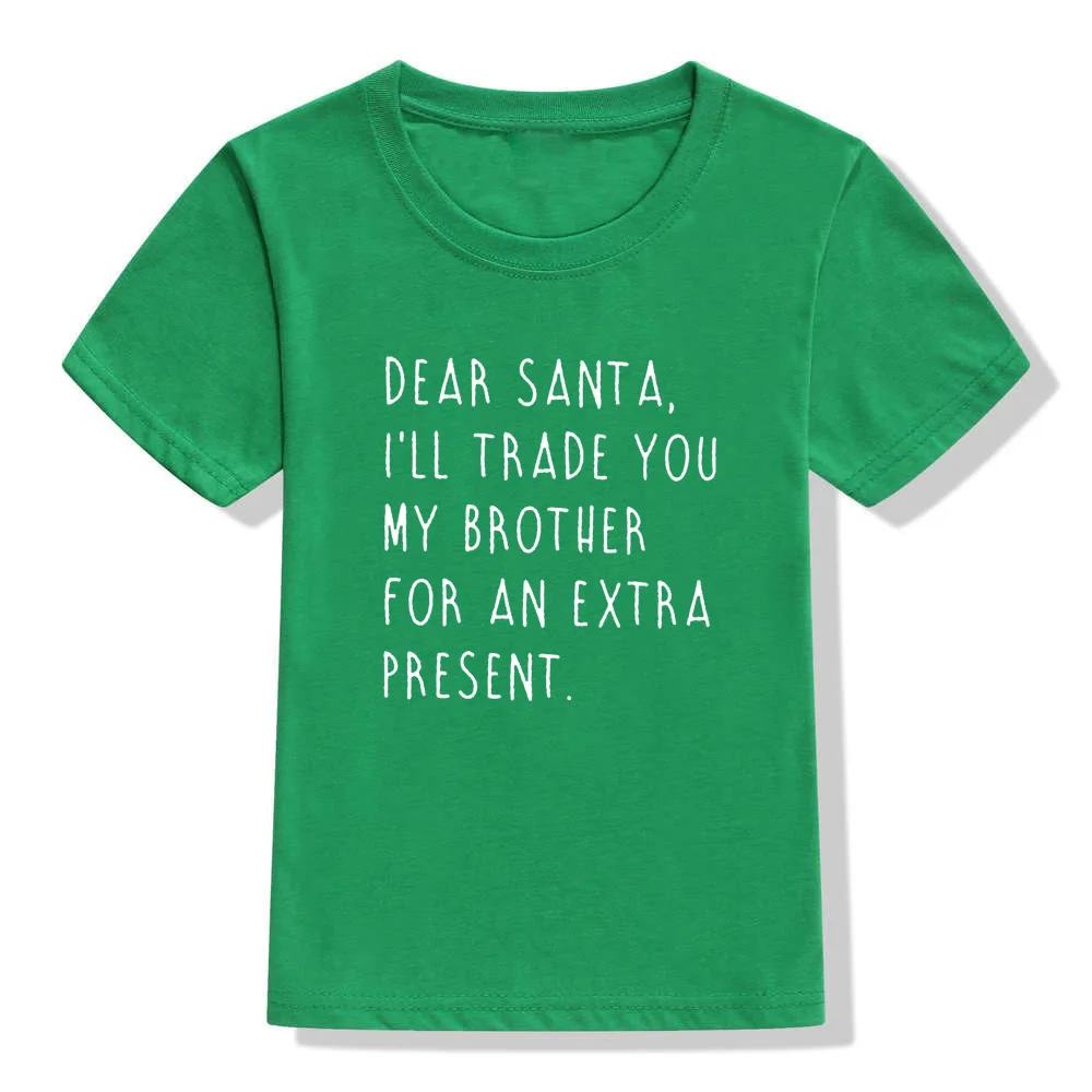 Camiseta de Navidad para ni&ntilde;os, prenda de vestir, con estampado de "Trade Brother for Presents", env&iacute;o directo-4