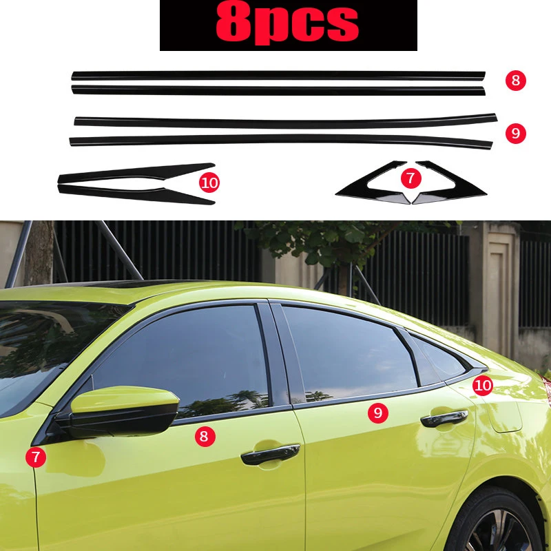 Для Honda Civic 10 2016 2017 2018 2019 2020 черная отделка для подоконника из нержавеющей стали