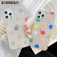 ekoneda protective phone case for iphone 11 12 pro xs max x xr 7 8 plus silicone case smile face clear tpu back cover