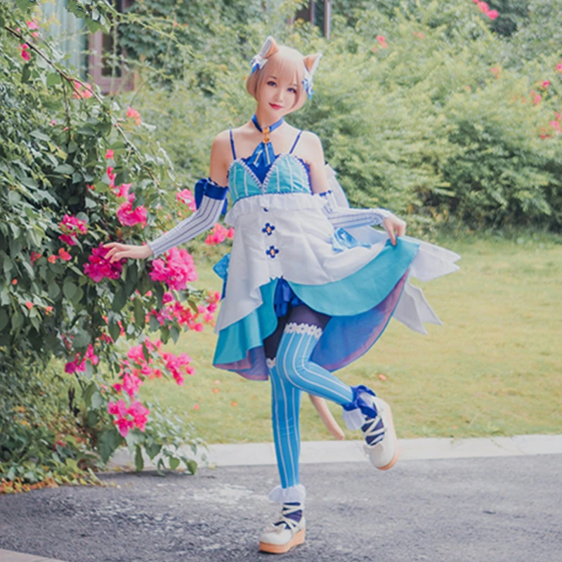 Полный комплект женского платья Re Zero костюм Феликс Аргайл Cosplay кошачьи ушки Tails Re: