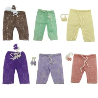ready to ship 3pcsset handcraft soft stretch lace mini infant pants with matched headband newborn baby photography props