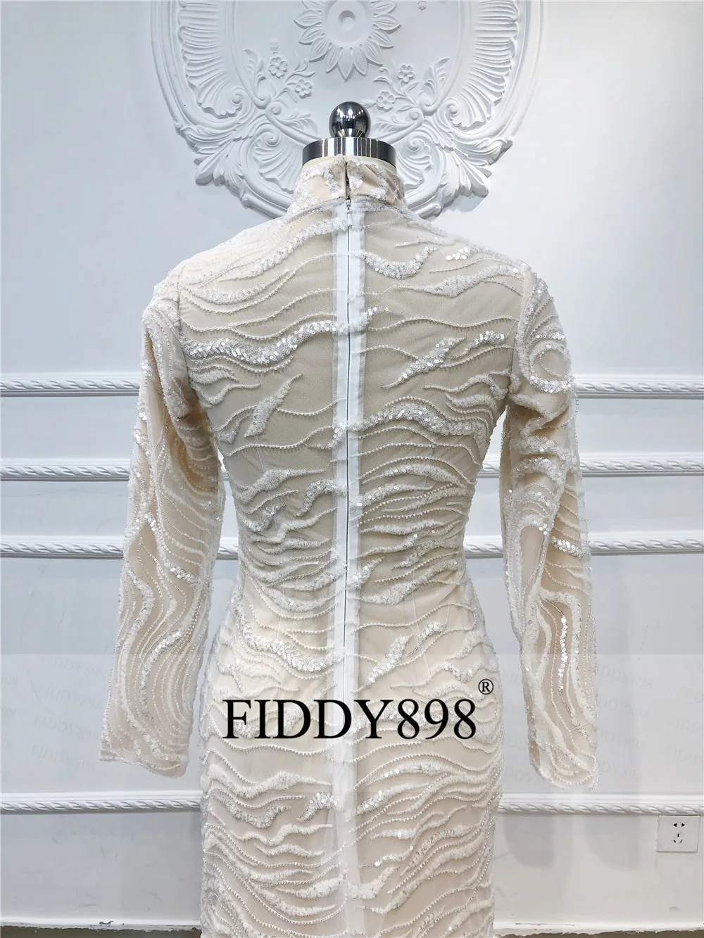 Вечернее платье русалки с длинным рукавом мусульманский высокой шеей вечернее