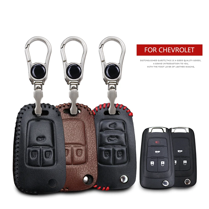 

For Chevrolet Cruze Onix Lacetti Tahoe Spark Trax Equinox Key Ring Chain Accessories Real Leather Car Pendant Key Case Cover