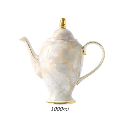 1pcs-coffee pot Европейский мраморный керамический чайник чайный сервиз кофейник Британский высококачественный костяной фарфор кофейная чашка набор бытовой чайник большой емкости - Цвет: 1pcs-coffee pot