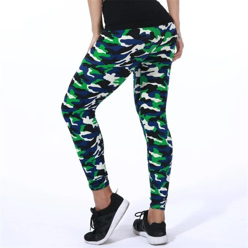 

2021 Camouflage Womens for Leggins Graffiti Style Slim Stretch Trouser Army Green Leggings Deportes Pants