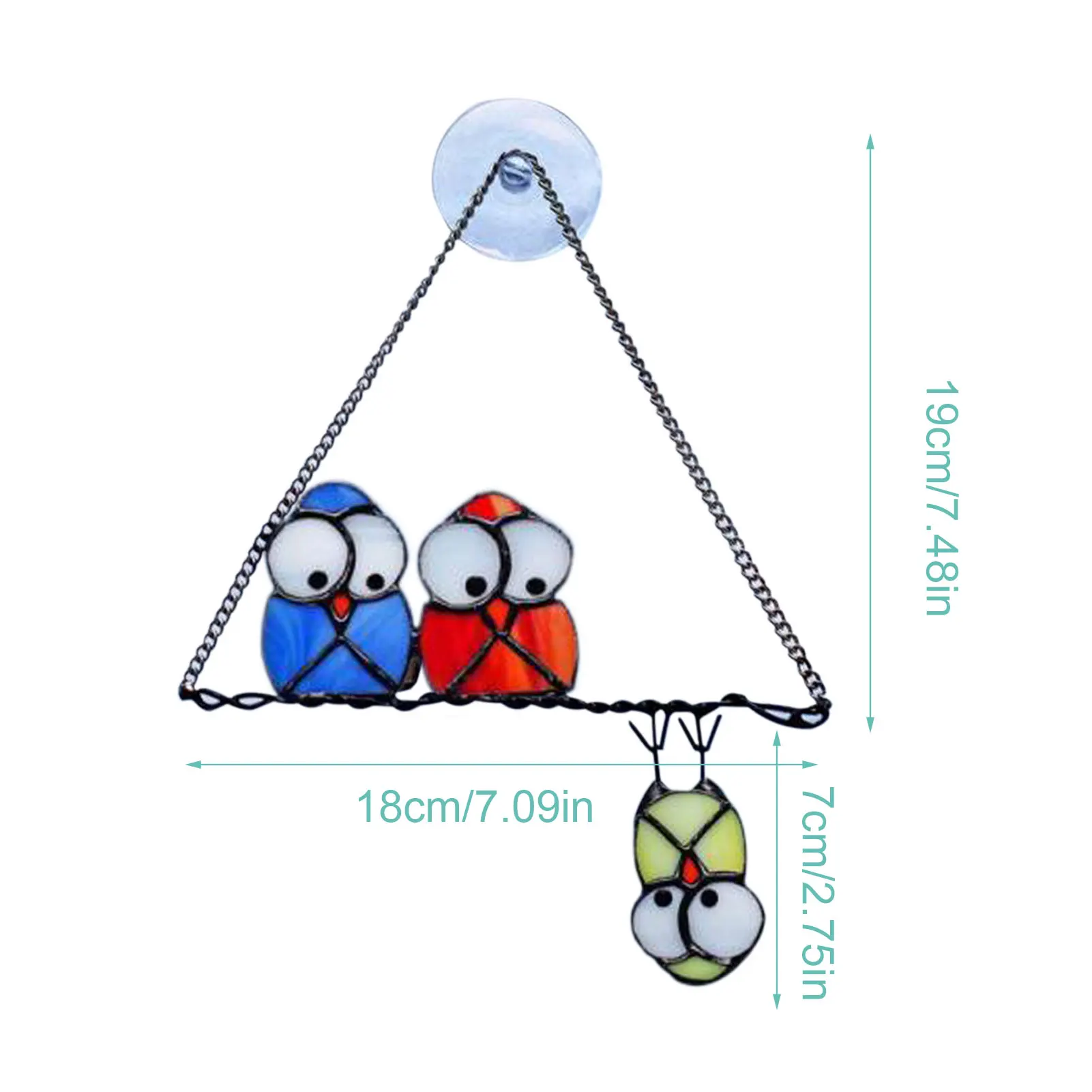 Decoraci&oacute;n de ventana de vidrio para el hogar, adorno de b&uacute;ho &uacute;nico, cadena artesanal colgante para balc&oacute;n y jard&iacute;n, decoraci&oacute;n al aire libre-5