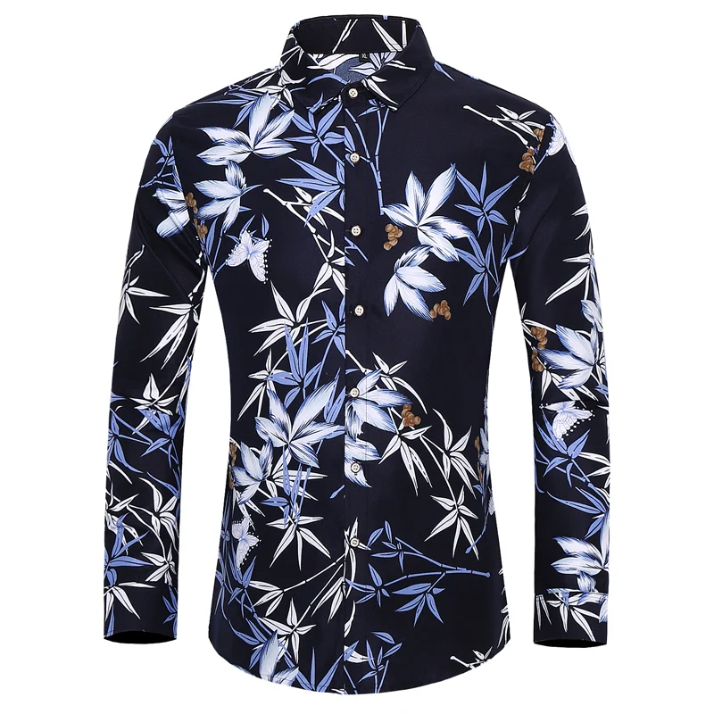 

Camiseta de manga larga para hombre, camisa de talla grande 7XL, Camisa estampada de flores de planta de a la moda, , ropa ,