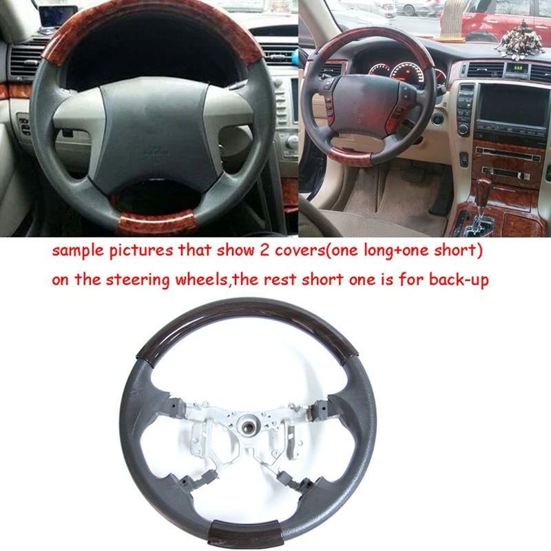 

Car Steering Wheel Cover Three Section Handle Peach Wood Interior Three Section Clip-on Grip Cover