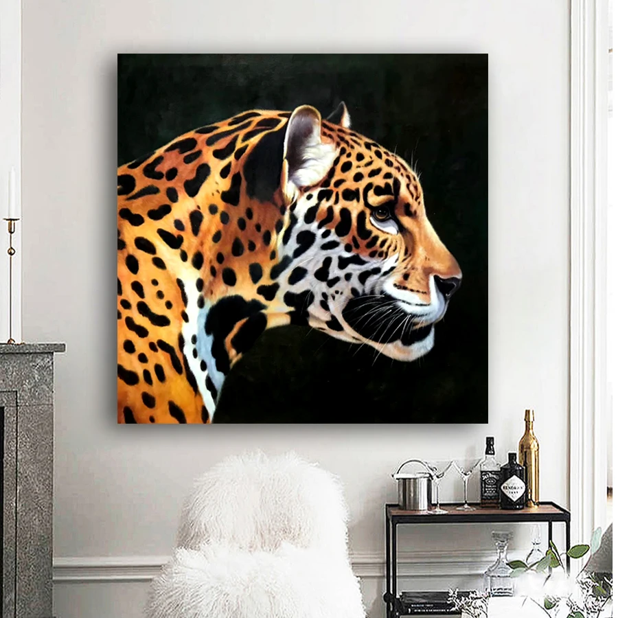 Koop 100% Hand Geschilderd Realistische Luipaard Hoofd Schilderen Op Canvas Wall Art Frameloze Foto Decoratie Voor Live Kamer Home Decor Gift