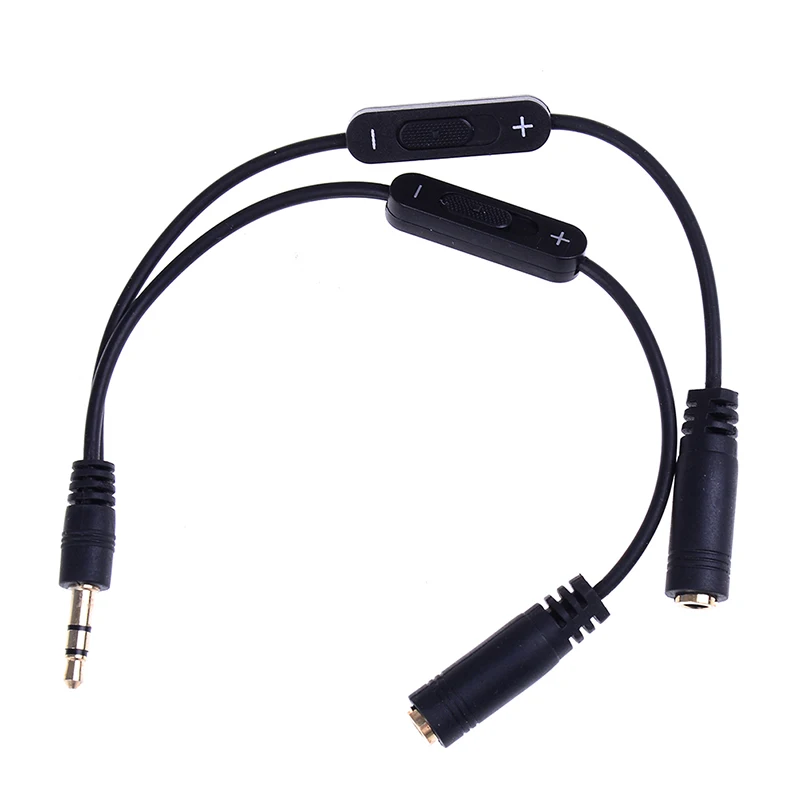 

Headphone Splitter 3.5mm Jack Stereo Audio Adapter Male To 2 Female Volume + - Control Earphone Extension Cords Phone Cables
