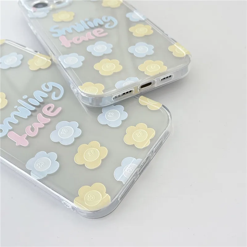 

Transparent Cute Cartoon Flower For iPhone 12 Mini 11 Pro Max XR XS Max 7 8 Plus SE 2 2020 X Anti-fall Soft TPU Back Cover Coque
