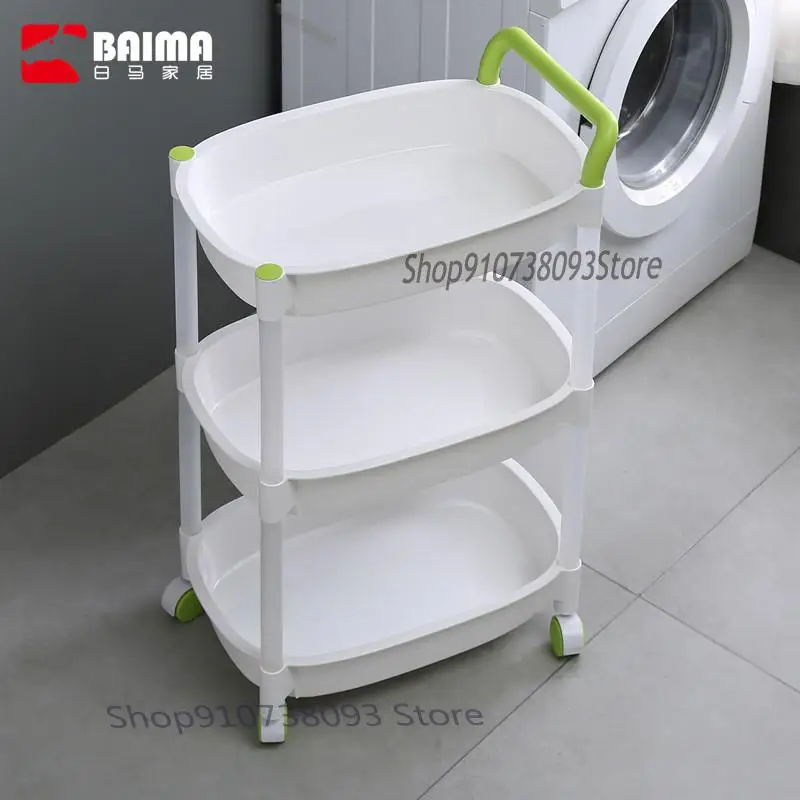 Передвижная Полка на колесиках пластиковые напольные полки кухонная