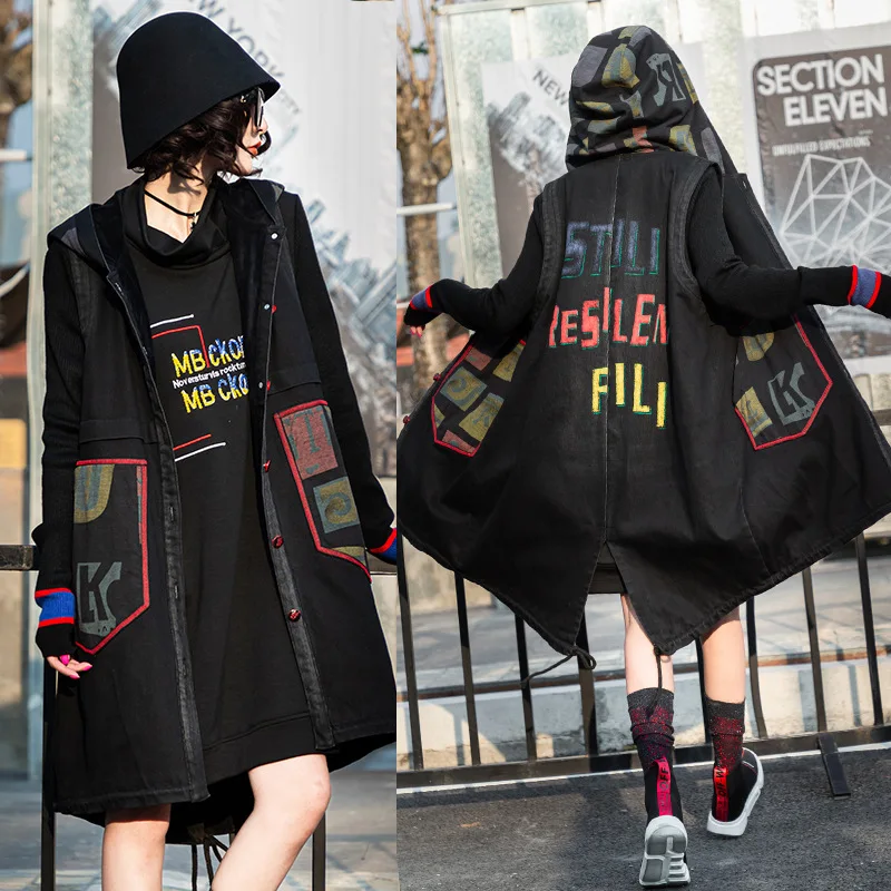 Max LuLu Роскошная Корейская зимняя женская меховая одежда женский жилет без рукавов с капюшоном винтажные джинсовые пальто длинные пальто размера плюс