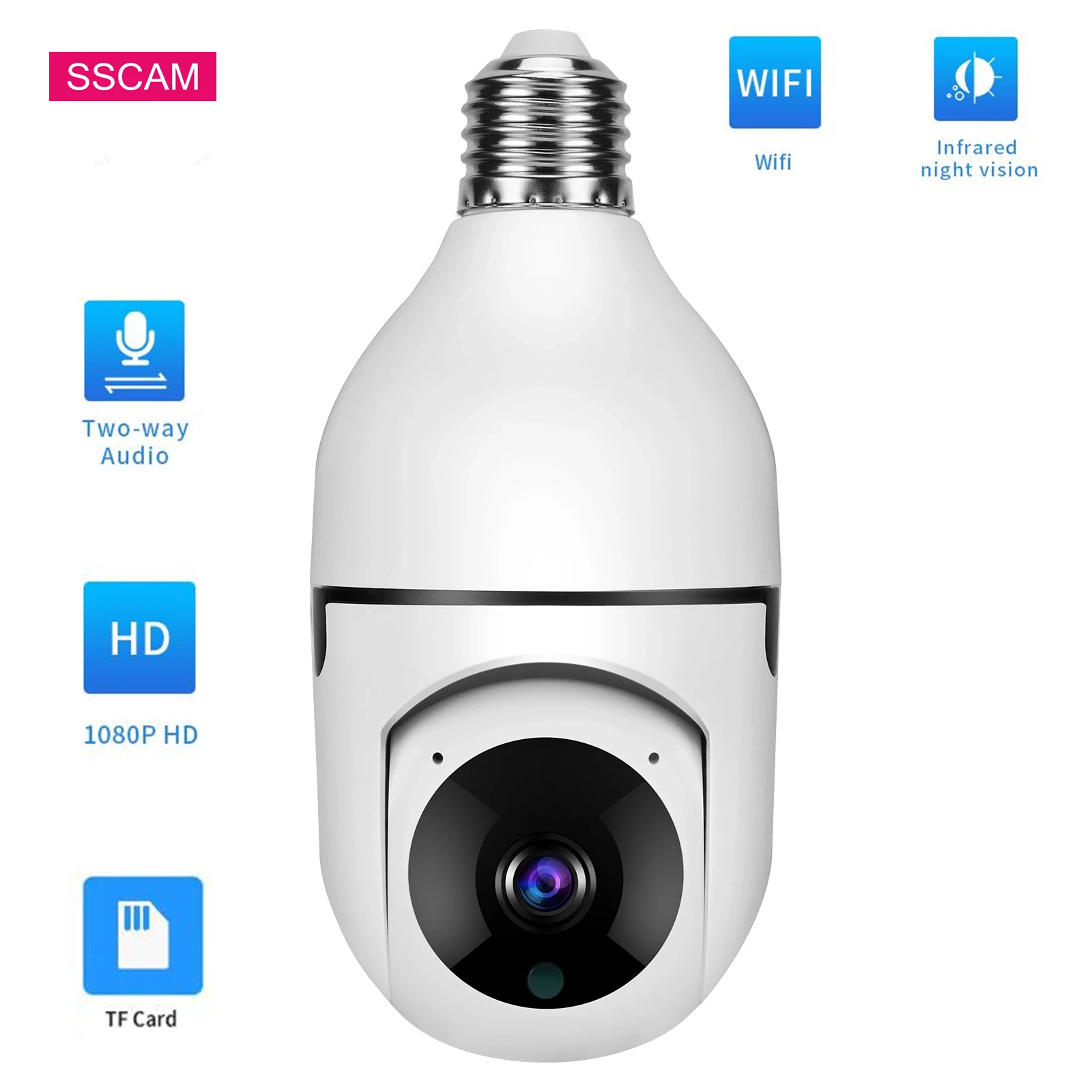 

Light Bulb Wireless Camera Pan Tilt 2MP Motion Detection Home Shop Security Two Way Audio Vide Surveillance Camera V380 Pro