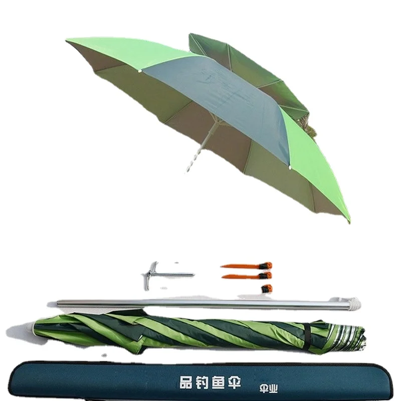 Fishing Umbrella Multi-directional Double-layer Aluminum Pole Sun Umbrella with Ground Insertion Umbrella Fishing Umbrella
